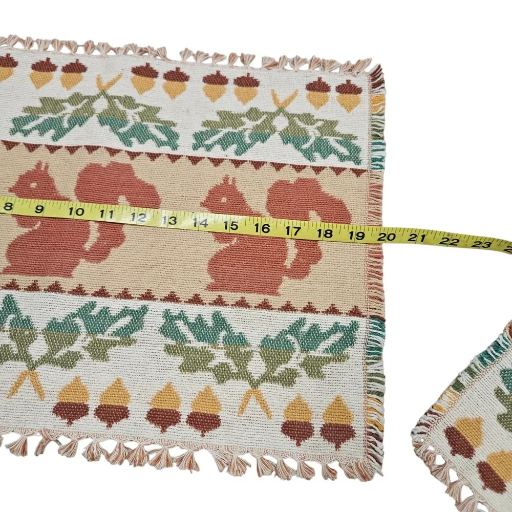 The American Home Collection‎ Autumn Squirrel Acorn Leaf Placemats Set 4 Cottage